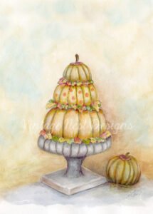 Stacked Pumpkins No.1 Digital Print Watercolor Painting