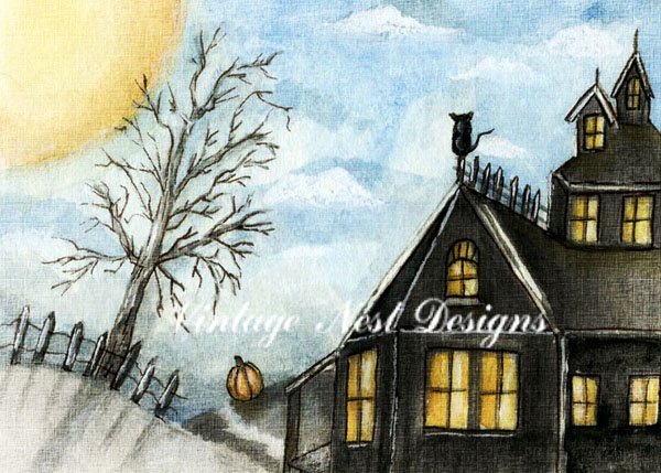 The Pumpkin & Cat No.2 Digital Print Watercolor Painting