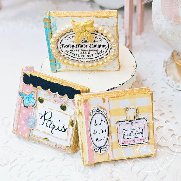 Shabby Book Set No.44 Dollhouse Miniatures Handmade