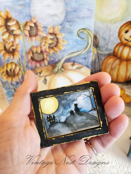 Cat & the Moon No.1:5 Dollhouse Miniature Handmade. 